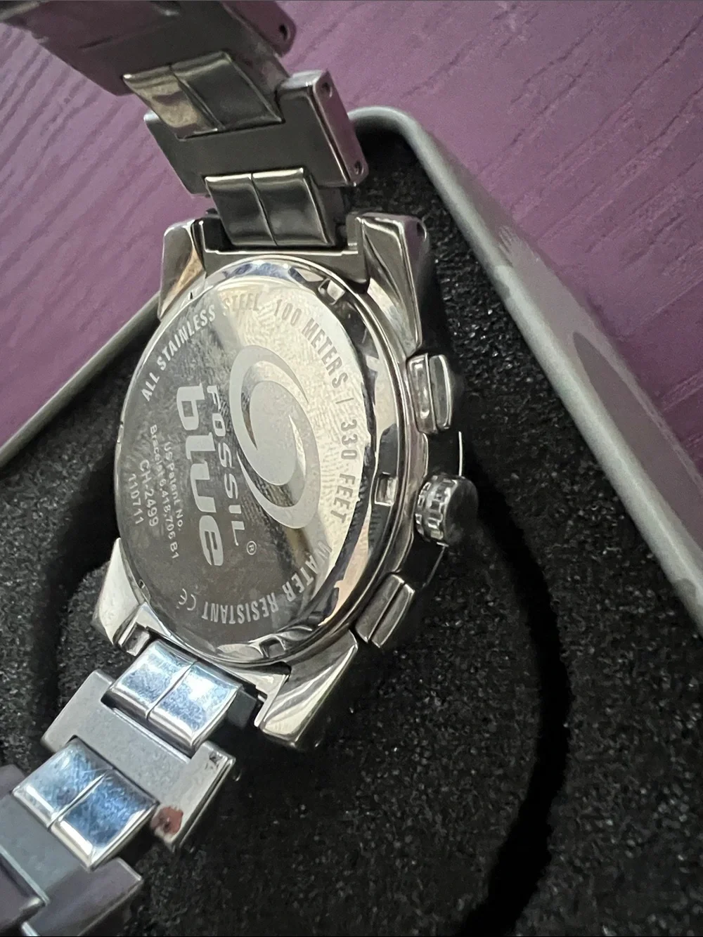 Fossil Silver Stainless Steel Men’s Watch with Black Dial